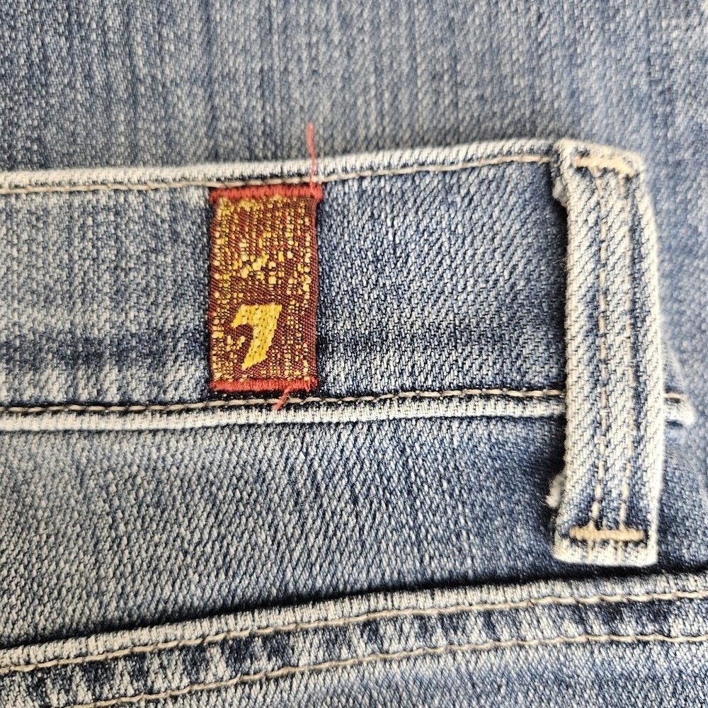 7 For All Mankind Crop Straight Jeans Medium Wash Denim 27 - Picture 3 of 8